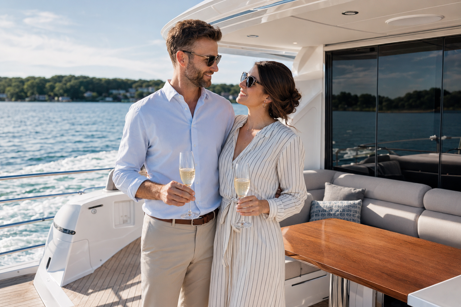 A couple enjoying a private multi-day yacht escape